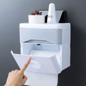Toilet Tissue Box Punch-Free Waterproof Chart Drum Toilet Paper Box Toilet Paper Storage Rack Creative Tissue Box