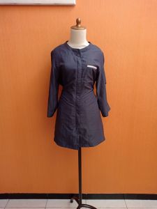 mini dress wanita abu tua HANG BANG cewek M L serut pinggang blouse korea