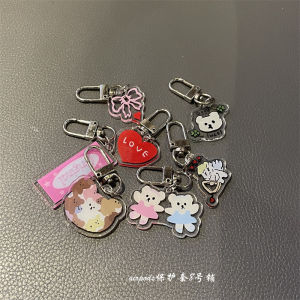 Korean Style Cute Bear Heart AirPods Keychain Car Key Pendant Acrylic Material Creative Gift Keychain Other Brand