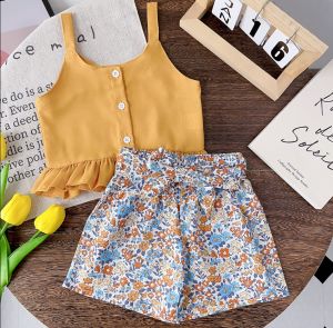 เสื้อกั๊กฤดูร้อนแฟชั่น เด็กผู้หญิงลาย ชุดเสื้อผ้ากางเกง แฟชั่น สำหรับ 3-7 ปี