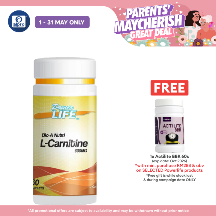 Powerlife Bio-A Nutri L-Carnitine 600mg 60s | Energy Production for Heart  Health/Increase Energy/Amino Acid/ Good Absorption/// | Lazada