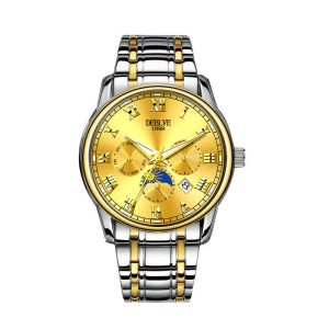 Mens Watch Fashionable Automatic Non-Mechanical Steel Belt Imitation Multi-Function Calendar Quartz Watch
