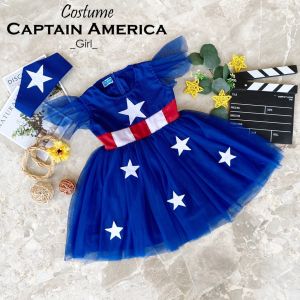 Captain America Costume / Kostum Captain Amerika Anak Perempuan/ Kostum Captain Amerika Wanita / Dress Captain America / Costume Captain America Girl