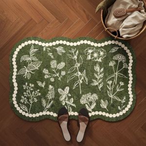 VIKAMA French Floral Bathroom Mat Water Absorbent Non Slip Quick Dry Cushioned Shower Rug for Home Decoration