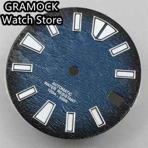 GRAMOCK 29mm NH35 Dial Sterile Watch Dial C3 Green Luminous Fit NH35 Automatic Movement 3.0 OClock Crown 3.8 OClock Crown