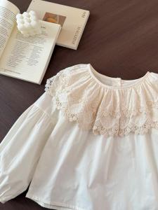 Girls Long Sleeve Pure Cotton Shirt Lace Trimmed Collar Doll Top Autumn 2025 New Arrival Chinese Production Fashionable Ladies Wear
