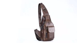 กระเป๋าคาดอกผู้ชาย หนังแท้100% พกพาสะดวก ใส่สมุด ใส่ iPad และของใช้ส่วนตัวได้ รุ่น B078