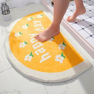 HuiMeng Home Soft Floor Mats Small Fresh Text Flowers Rugs Home Entrance Carpet Bedroom Toilet Bathroom Door Absorbent Non-Slip Foot Pad