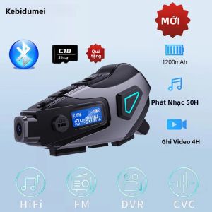 Tai Nghe Bluetooth 5.4 K10 Dành Cho Xe Máy Với Pin 1200mAh Màn Hình LCD Chức Năng Ghi Hình DVR Radio FM Chống Nước Đeo Được Trên Mũ Bảo Hiểm
