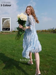 3COLOUR·S | Natural Cooling Silk 100 Dress short-sleeved floral print