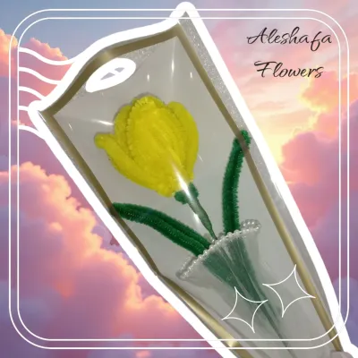 Buket Bunga Tulip Pipe Cleaner Bunga Kawat Bulu