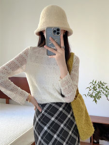 เสื้อชั้นในลูกไม้คอปกสูงแบบสวมหัวสำหรับผู้หญิง ทรงหลวม สไตล์ฝรั่งเศส แขนยาว ปกติ เสื้อชั้นในแบบสวมในฤดูหนาว อบอุ่น