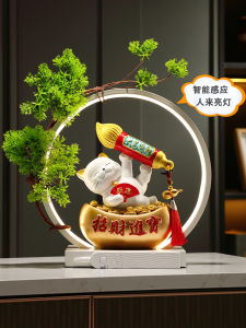 Lucky Cat Entrance Sensor Light Business Flourishing Opening Ceremony Wealth Attraction Home Decoration Resin Craft Gift