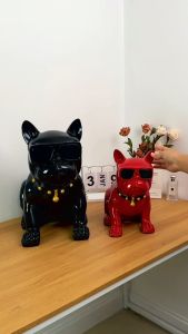 French Bulldog Piggy Bank กระปุกออมสินหมาใส่ปลอกคอเอาเงินออกได้ ตั้งโชว์เท่ๆหรือตกแต่งบ้านได้หลายสไตล์