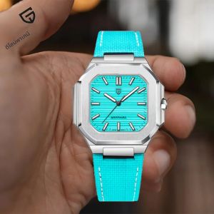 นาฬิกาควอตซ์ทรงเหลี่ยมสำหรับผู้ชาย PAGANI DESIGN รุ่นใหม่ V2 ปี 2025 นาฬิกาสปอร์ตหรูหรา กันน้ำ กระจกแซฟไฟร์ ตัวเรือนสแตนเลสสตีล