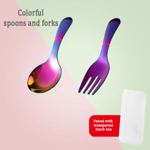 Outdoor Tourism 304 Stainless Steel Portable Tableware CHILDRENS Tableware Dessert Tableware Spoon and Fork Combination