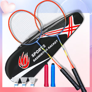 Durable Ultra-light Badminton Racket Set for Children Professional Offensive Type Integrated Design Double Racket Female Model