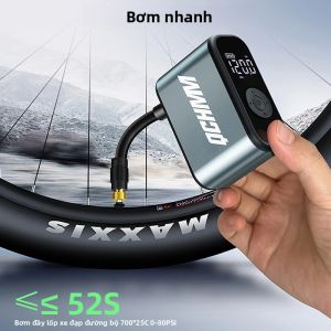 Máy Bơm Xe Đạp Chạy Bằng Pin Mini Có Đồng Hồ Đo Áp Suất Máy Bơm Xe Đạp Điện 150 PSI Cho Van Presta Và Schrader Kết Cấu Hợp Kim