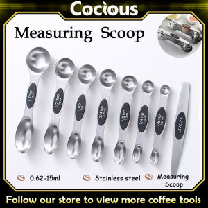 Cocious 9 Pieces Magnetic Measuring Spoons Set Stainless Steel Dual Sided Stackable Teaspoon for Kitchen Cooking Baking Tool Rust Proof Sturdy
