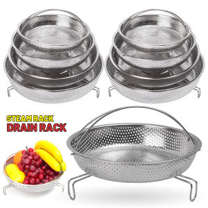 Stainless Steel Steamer Rack Drain Basket with Removable Handle Food Soup Pot Steamer Tray Rack Kitchen Supplies