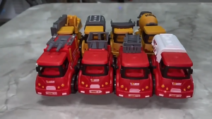 4Pcs Inertia Car Toys Push Along Engineering Vehicle Fire Truck Garbage Truck Police Car Mainan Kanak Kanak