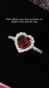 HABIB Heart Garnet and Diamond Ring in 375/9K White Gold 265610123(R)-GARN