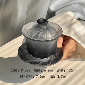 Retro Black Luxury High End Home Use Xuan Ice Glass Tea Cup Tea Shell Set New Chinese Style Gongfu Tea Cup Kit Heat Resistant Glass