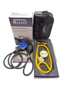 Baxtel Aneroid Sphygmomanometer Blood Pressure Monitor With Yellow Deluxe Stethoscope