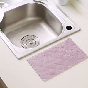 30x30cm Coral Dish Cloth Kain Dapur Kain Baldu Karang High Absorbent Cleaning Hand Wash Kitchen Towel DIY Fleece Oil Dust Dirt Random Colour Duster Wet Use 1pc