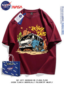 NASA Dali-แบรนด์สไตล์ญี่ปุ่นผ้าฝ้ายแขนสั้นเสื้อยืดสําหรับชายแฟชั่นสบายๆอเนกประสงค์หลวม Fit พิมพ์เสื้อยืด