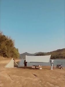 【Stok Sedia】Payung Perkhemahan Luar Ruangan Payung Matahari Mudah Alih Set Awning Kenderaan (Dengan Tiang dan Tali)