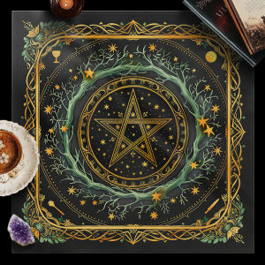 Thickened Velvet Tarot Tablecloth Life Tree Background Cloth Ceremony Cloth Retro Tablecloth Modern Simple Geometry Pattern