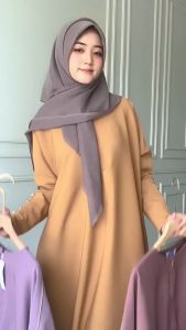 KAFTAN HABIBAH ABAYA DRESS GAMIS BATWING BASIC OVERSIZE CRINKLE AIRFLOW PREMIUM