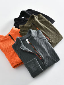 Heavy Weight Main Push! Outdoor Fierce Goods! Square Suede! Autumn Men Stand Collar Half Zip Bottoming Long Sleeve T-shirt