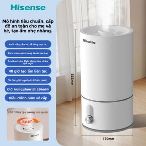 Hisense | Máy Tạo Độ Ẩm Kháng Khuẩn Hisense 4L - Tích Hợp Xông Tinh Dầu An Toàn Cho Mẹ và Bé Siêu Âm Yên Tĩnh