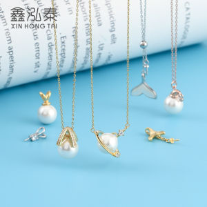 925 Pure Silver Pearl Necklace DIY Accessories Y-Adjustable Clasp Hollow Pendant Mermaid Choker Fashion Jewelry for Women