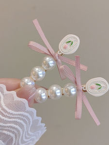 Fashionable Pearl Butterfly Knot Hair Clip Womens Flower Hair Card Edge Clip Hairband Hair Accessories Fresh out Korean Style