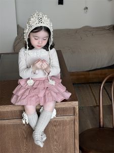 Korean Style Childrens Autumn Set Girls Base Shirt And Overalls Bottom Covering Clothes Cotton Material Baby Outfit