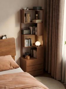 DONGMU | Wooden Corner Bookshelf with Bedside Cabinet