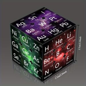 Starry Sky Chemical Elements 3x3 Cube Puzzle - Intermediate Level Brain Teaser Educational Magic Cube with High-Definition Print Durable Plastic Material