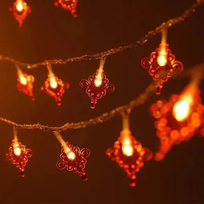 3M 20LED Lampu Tirai Hias Tahun Baru Imlek Lampu String Imlek Dekorasi CNY Lampion Imlek