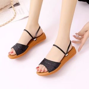 Brand Genuine Leather Two-Way Sandals Womens Summer 2023 Outwear Tendon Bottom Fashion Wedge Casual Womens Shoes Big Sale