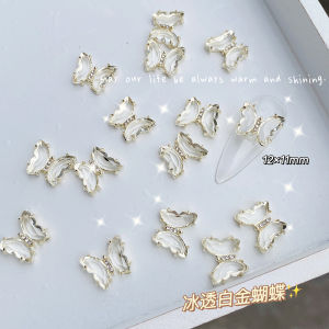 Ice Transparent Aurora Butterfly Metal Crystal Nail Accessories Beauty Nail Decorations Shiny Crystal Butterfly Nail Art Tools