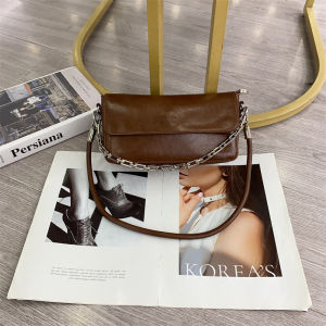 Fashionable Oil Wax Leather Handbag Chain Strap Shoulder Bag Casual Soft Leather Womens Crossbody Bag New 2025