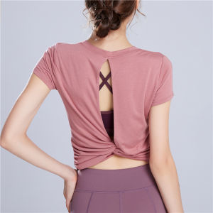 High-End Quick-Drying Womens Hollow Fitness Yoga Wear Short Sleeve