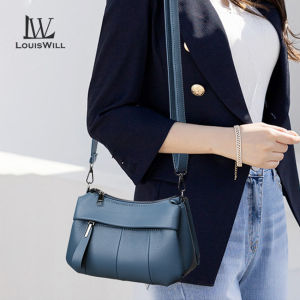 LouisWill Womens Bag Fashion Shoulder Bag Retro Cross-body Bag Soft PU Casual Messenger Bag Multi Layer Pocket Large Capacity Adjustable Shoulder Straps Zipper Inner Pocket