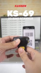 Kassen KS69 Scanner Barcode 2D Ring Cincin Bluetooth USB Scan Barcode QR Efaktur KS-69 Ring
