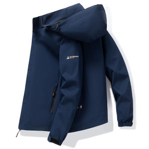 Mens Fleece Lined Thickened Hooded Autumn Spring Climbing Jacket Waterproof Breathable Lightweight Outdoor Casual Coat