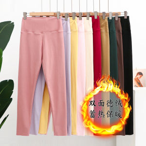 กางเกงผู้หญิงฤดูใบไม้ร่วงบุขนกำมะหยี่เอวสูงกางเกงตัวในบุขนกำมะหยี่หนาพิเศษสำหรับฤดูใบไม้ร่วงและฤดูหนาวกางเกงใส่ด้านในกางเกงซับในกางเกงลองจอนให้ความร้อนด้วยตนเองกางเกงผ้าฝ้าย