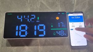 ส่งจาก กทม Tuya Decibel Sound Meter WiFi Wall Mounted Noise Detector LED Temperature Humidity Time Display Level Meter